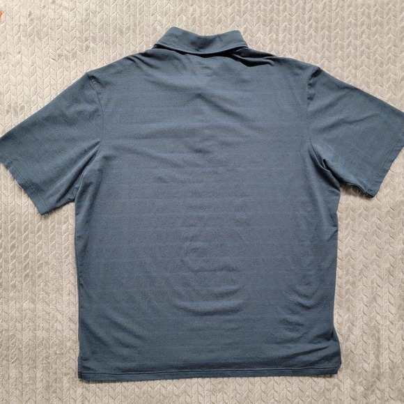 01.Algo Mens Performance Golf Polo Size 2XL Blue Striped Short Sleeve Quick‎ Dry - Picture 6 of 7